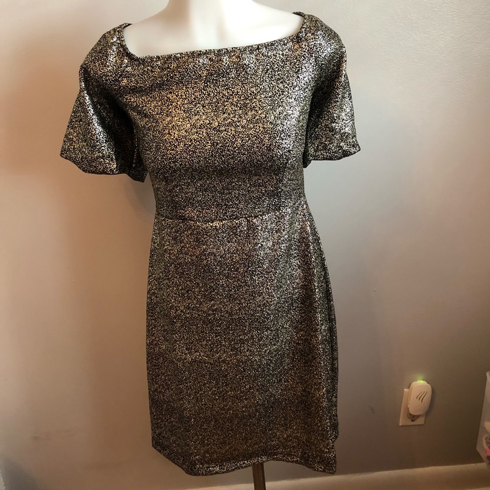 Gold and black mini dress